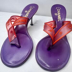 Chanel Purple and Orange Women's Sandal Heels Vintage